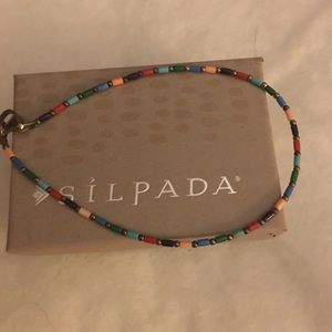 Silpada SS ankle bracelet multi colored 9.5 inches